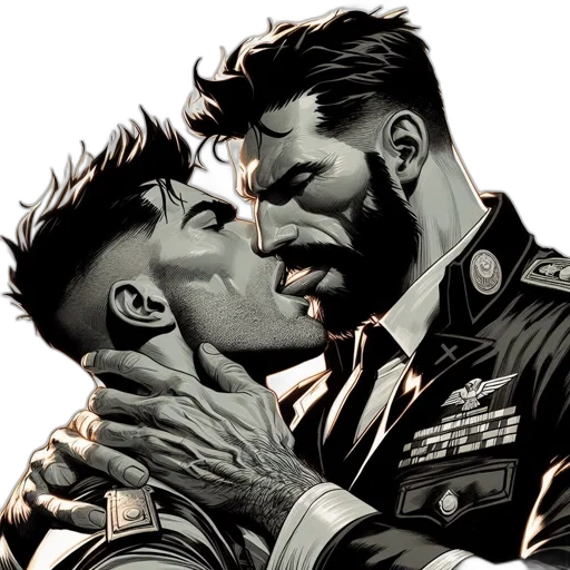 comic book art, concept art, two, men transparent PNG cut-out