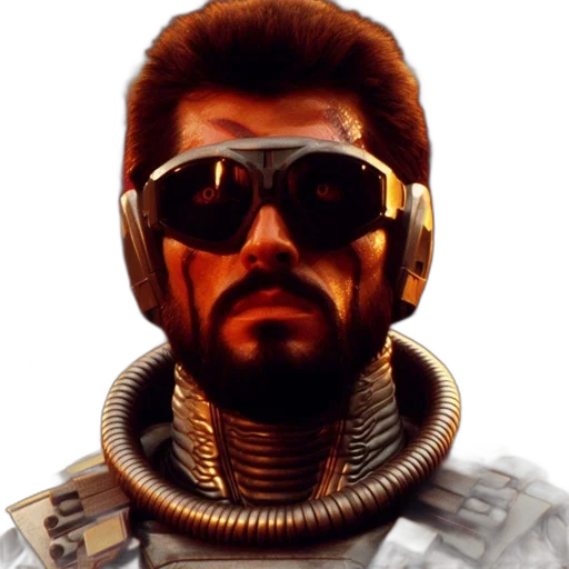 robot, face, jacket, staff transparent PNG cut-out