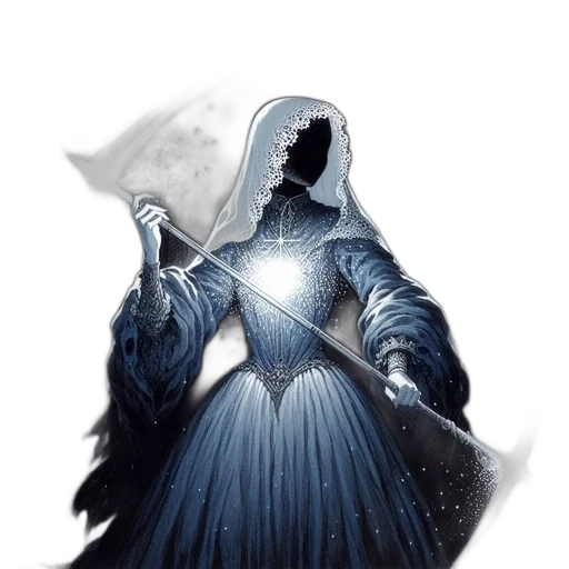 dress, creature, staff, mask transparent PNG cut-out