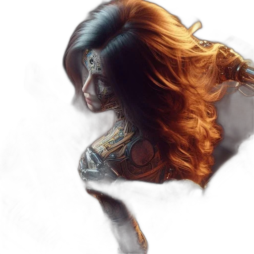 hair, face, sword, fantasy art transparent PNG cut-out
