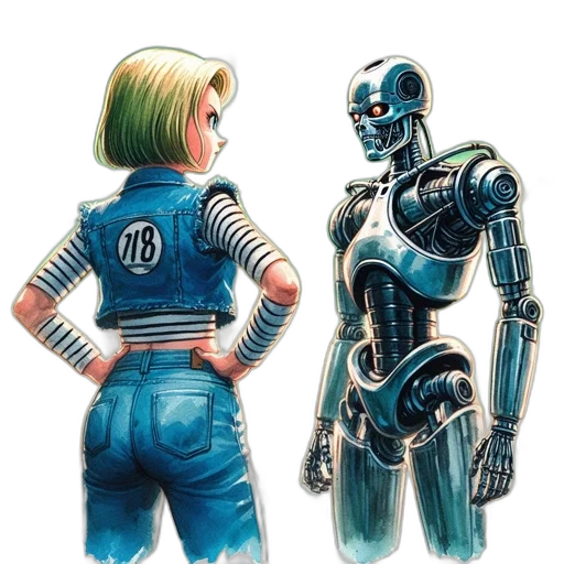 robot, concept art, comic book art, cyberpunk transparent PNG cut-out