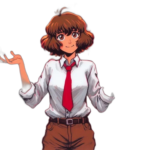 staff, jacket, hair, dress transparent PNG cut-out