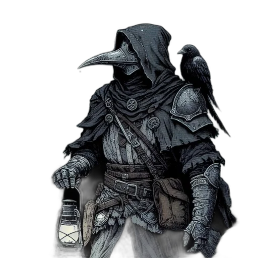 mask, sword, staff, jacket transparent PNG cut-out