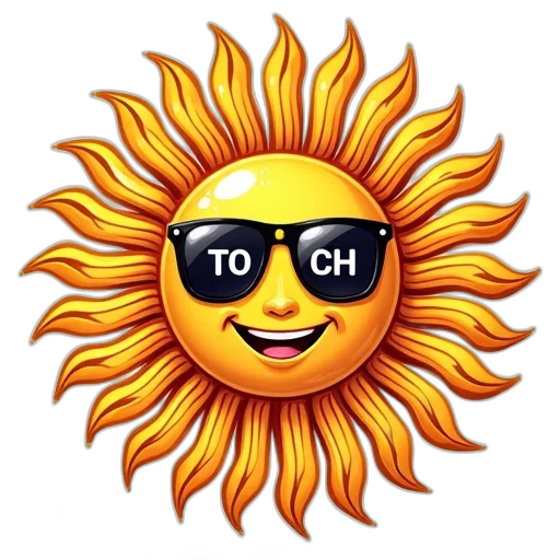 stylized, illustration, sun, face transparent PNG cut-out