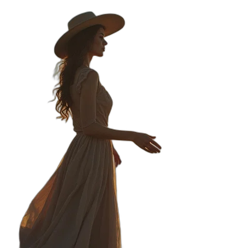dress, hat, staff, concept art transparent PNG cut-out