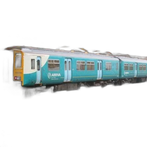 3d render, turquoise, white, train transparent PNG cut-out