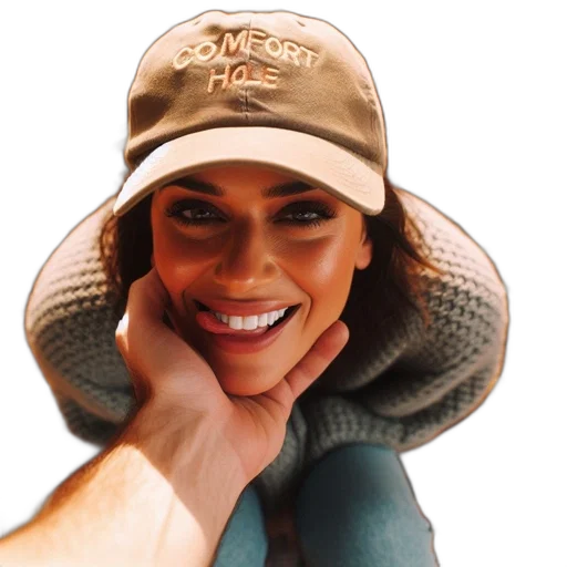 hat, face, jacket, jewelry transparent PNG cut-out
