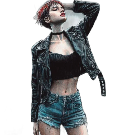 jacket, dress, cyberpunk, photorealistic transparent PNG cut-out