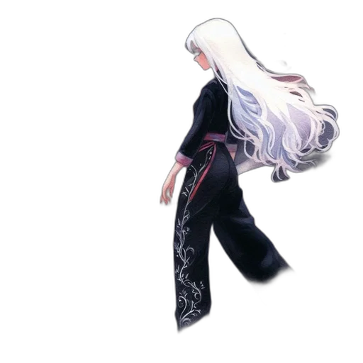 hair, sword, dress, staff transparent PNG cut-out