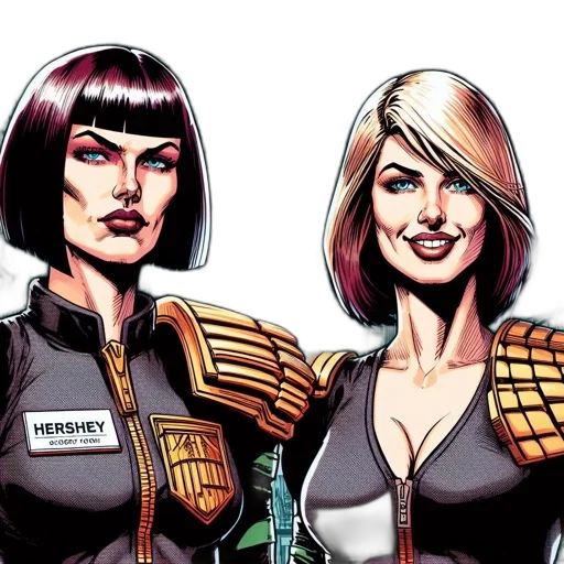 comic book art, concept art, two, women transparent PNG cut-out