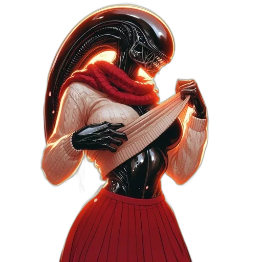 dress, mask, hair, weapon transparent PNG cut-out