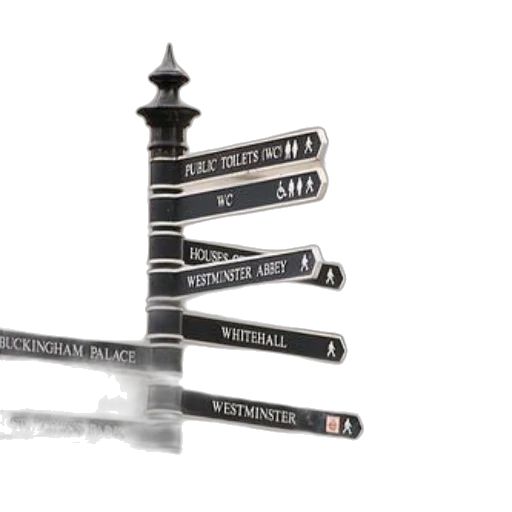 3d render, black, white, signpost transparent PNG cut-out