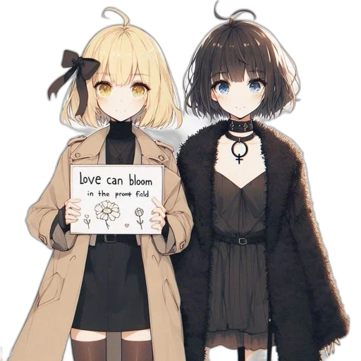 dress, jacket, staff, anime transparent PNG cut-out