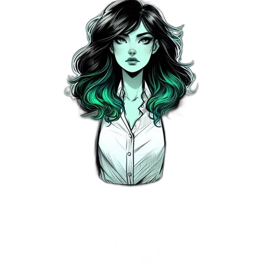 hair, face, comic book art, concept art transparent PNG cut-out