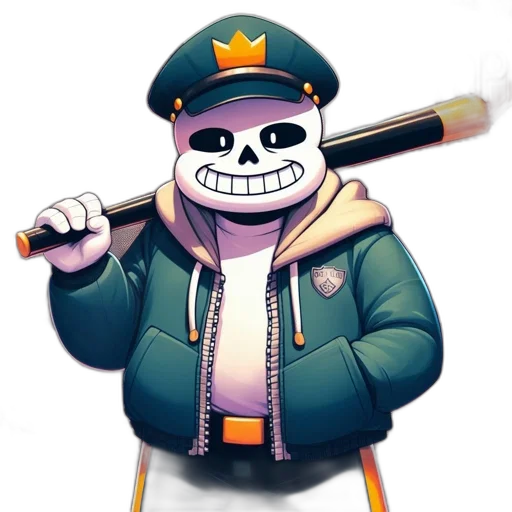 staff, weapon, jacket, hat transparent PNG cut-out
