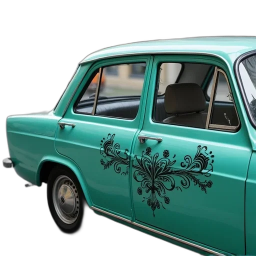 car, photorealistic, 3d render, teal transparent PNG cut-out