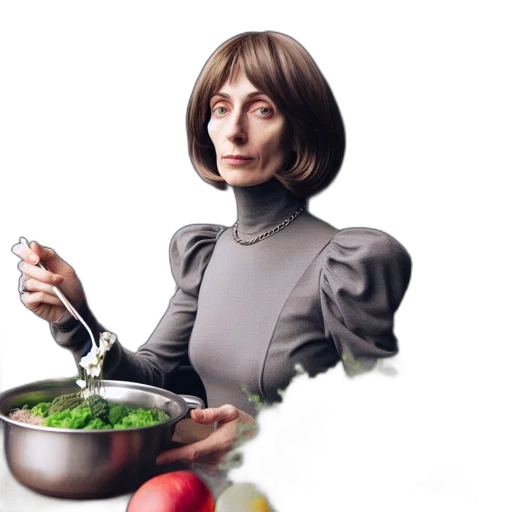 food, robot, face, photorealistic transparent PNG cut-out