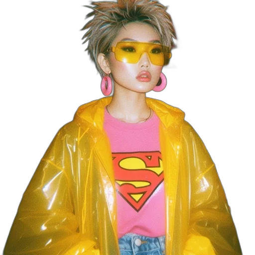 jacket, mask, vaporwave, 3d render transparent PNG cut-out