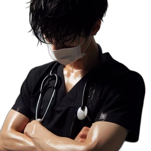 staff, mask, photorealistic, oil painting transparent PNG cut-out