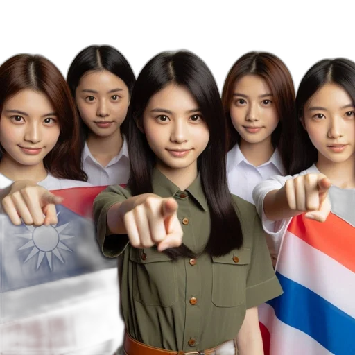 photorealistic, five, young, asian transparent PNG cut-out