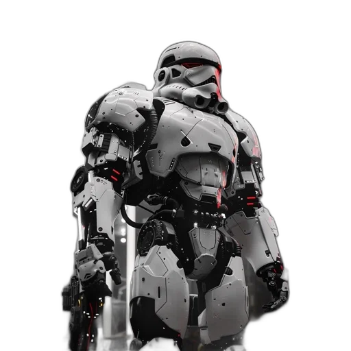 robot, weapon, concept art, 3d render transparent PNG cut-out