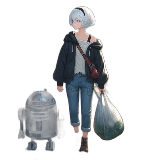 robot, jacket, concept art, 3d render transparent PNG cut-out