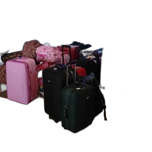 3d render, collection, suitcases, various transparent PNG cut-out