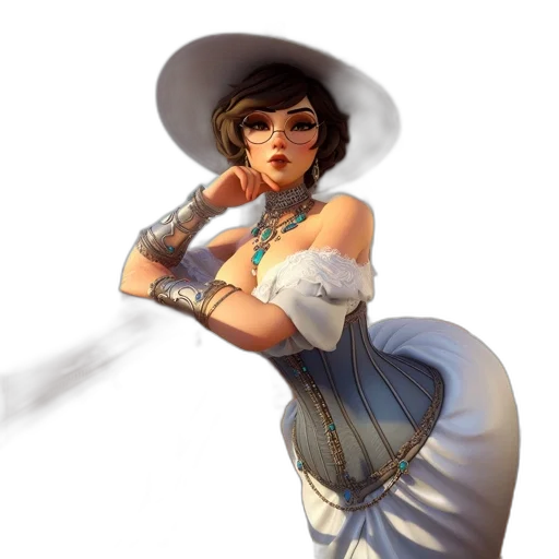 dress, staff, hat, weapon transparent PNG cut-out