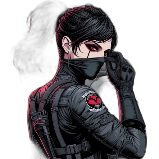 jacket, mask, face, comic book art transparent PNG cut-out