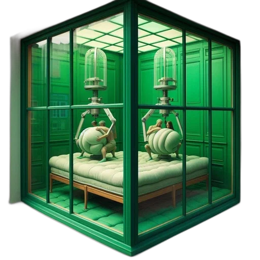 furniture, 3d render, concept art, green transparent PNG cut-out