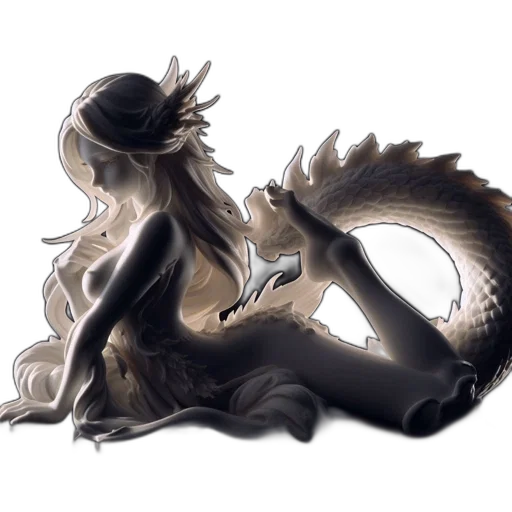 dragon, creature, hair, staff transparent PNG cut-out