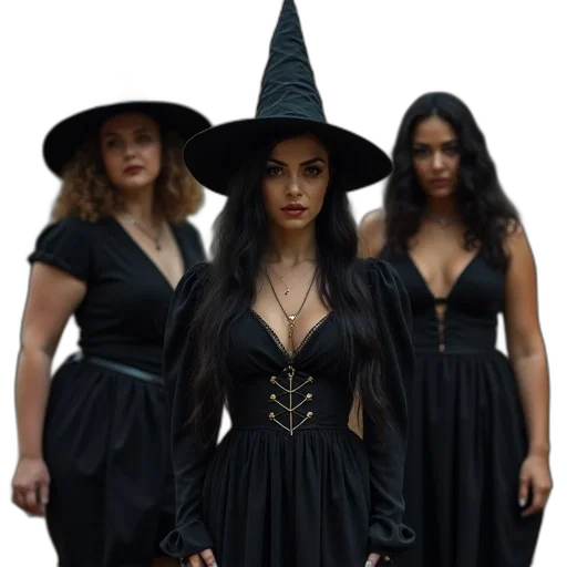 dress, hat, staff, dark transparent PNG cut-out