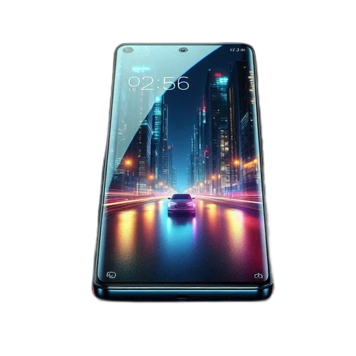 cyberpunk, smartphone, shows, luminous transparent PNG cut-out