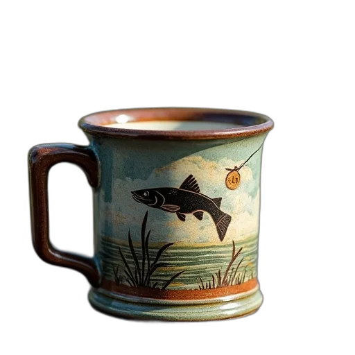 photorealistic, underwater, mug, fishing transparent PNG cut-out