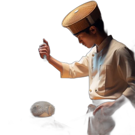 hat, food, oil painting, photorealistic transparent PNG cut-out