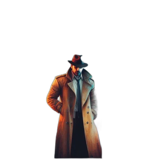 jacket, hat, staff, weapon transparent PNG cut-out