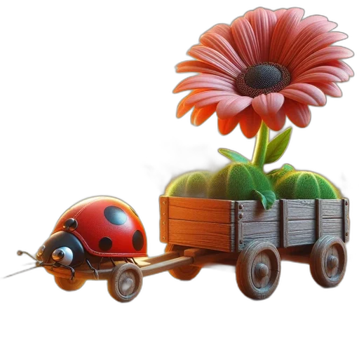car, flower, robot, 3d render transparent PNG cut-out