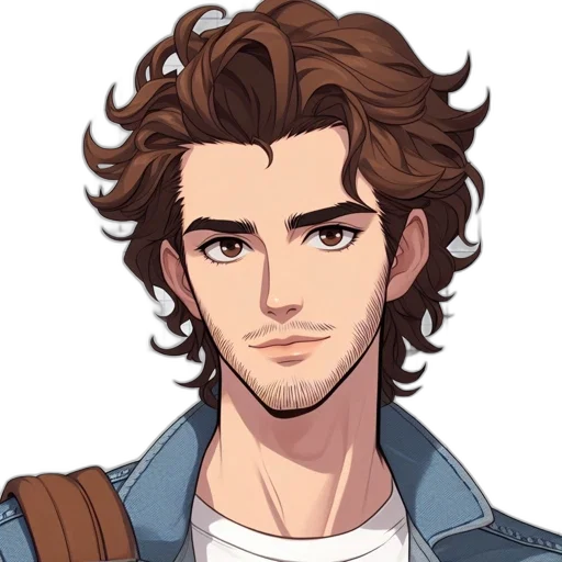 hair, jacket, face, staff transparent PNG cut-out