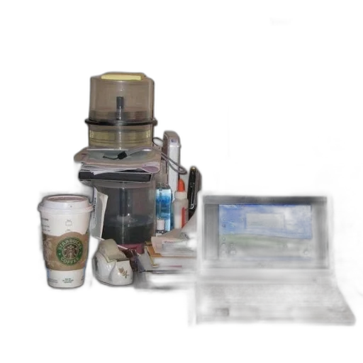 bottle, desk, laptop, keyboard transparent PNG cut-out