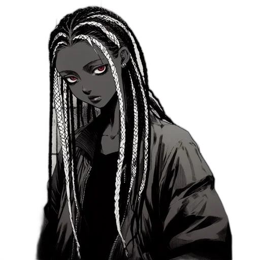 hair, staff, jacket, mask transparent PNG cut-out