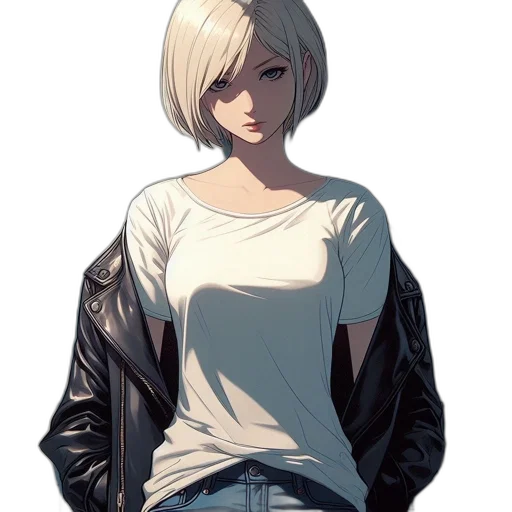 jacket, dress, face, weapon transparent PNG cut-out