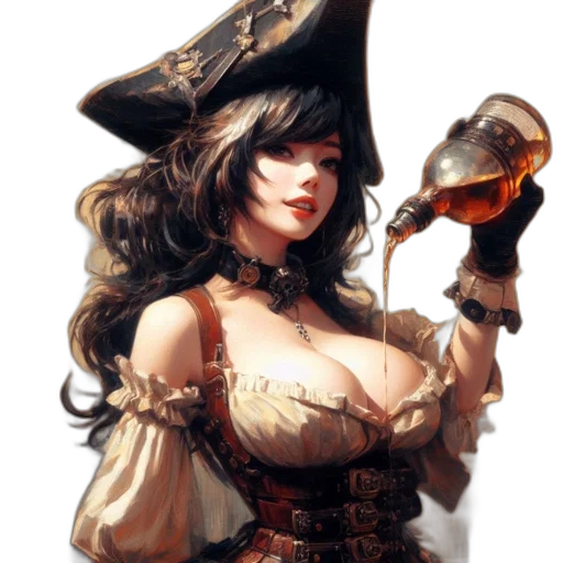 hat, dress, staff, fantasy art transparent PNG cut-out