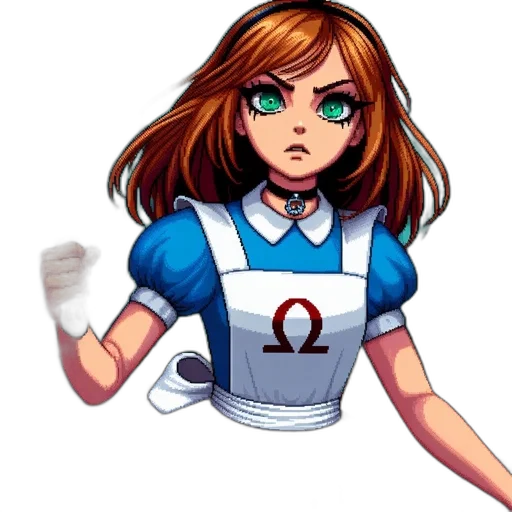 staff, robot, dress, pixel art transparent PNG cut-out