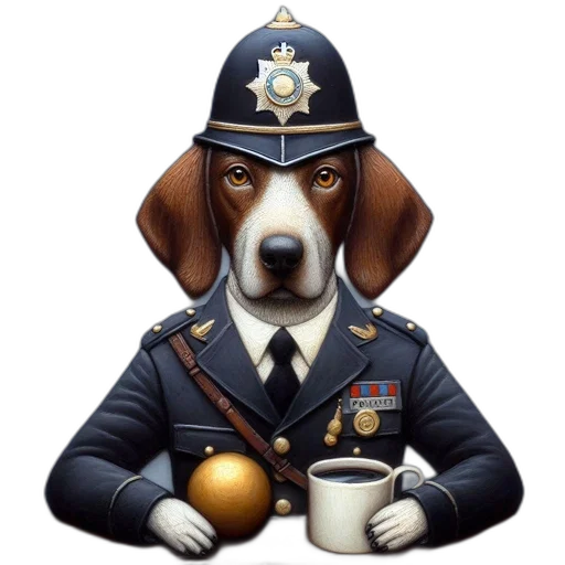 staff, anthropomorphized, beagle, police transparent PNG cut-out
