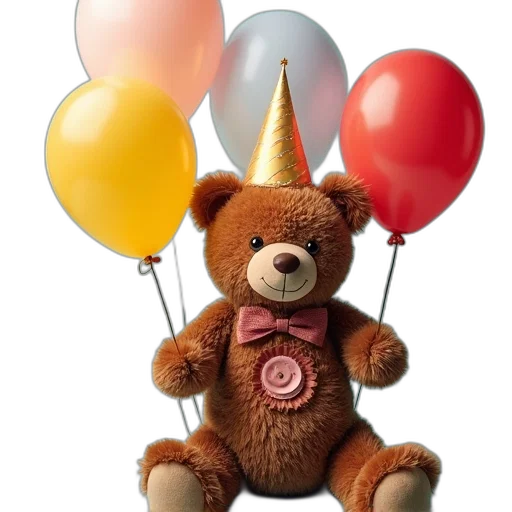 birthday, bear, balloons, buttons transparent PNG cut-out