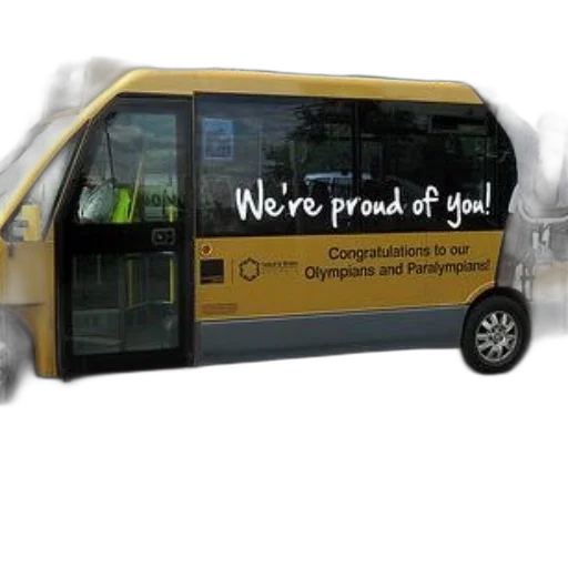 staff, yellow, bus, advertisement transparent PNG cut-out