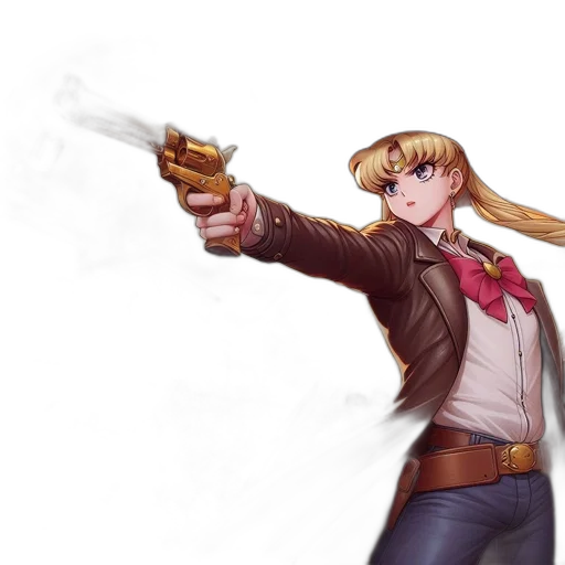 weapon, jacket, staff, anime transparent PNG cut-out