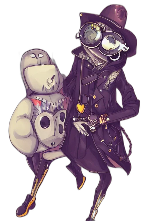 robot, mask, jacket, staff transparent PNG cut-out