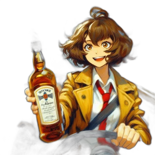 jacket, bottle, staff, face transparent PNG cut-out