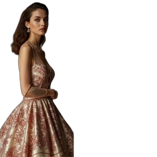dress, jewelry, photorealistic, earth tones transparent PNG cut-out